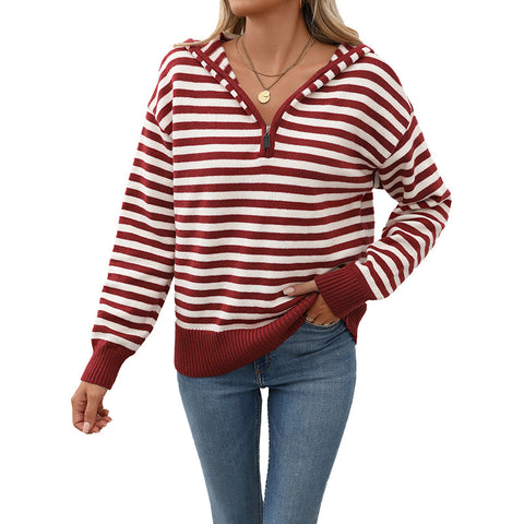Autumn v-neck striped pullover knitted sweater m300805