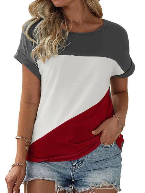 Color matching crew neck versatile casual women's top m302620