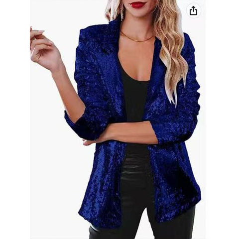 Cardigan lapel long-sleeved sequined casual blazer women's m302080