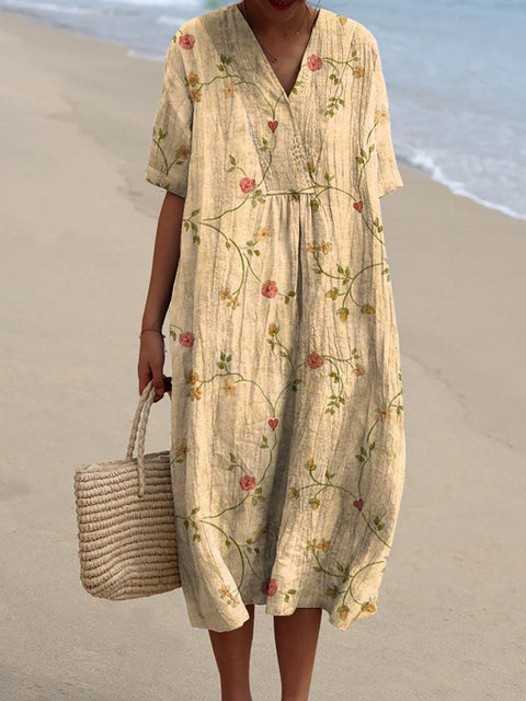 Fashion digital printing large wide V-neck dress m302382