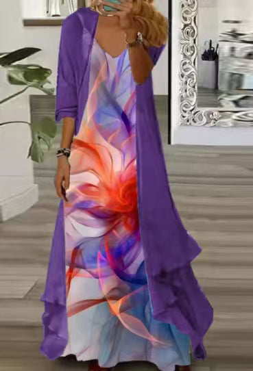Holiday suspender long skirt Indian style swing skirt two-piece set m302893