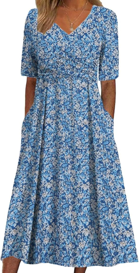 Summer v-neck pocket dress m302897