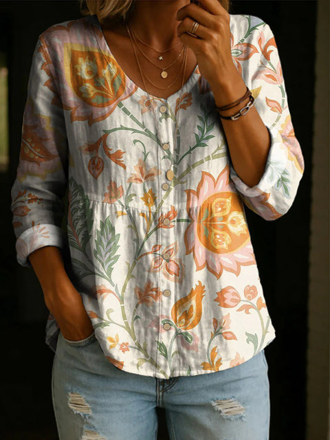 Crew neck women's flower 3D printed top m303179