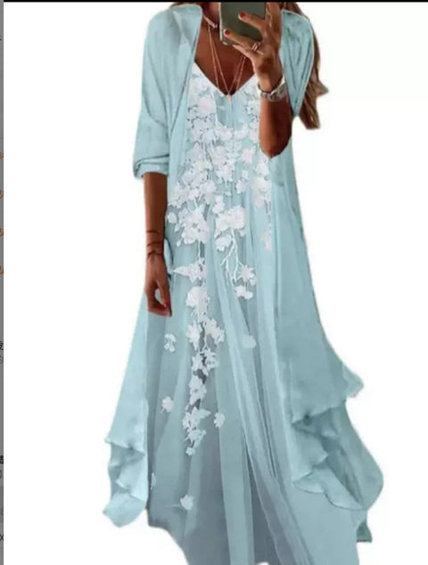 Holiday suspender long skirt Indian style swing skirt two-piece set m302893