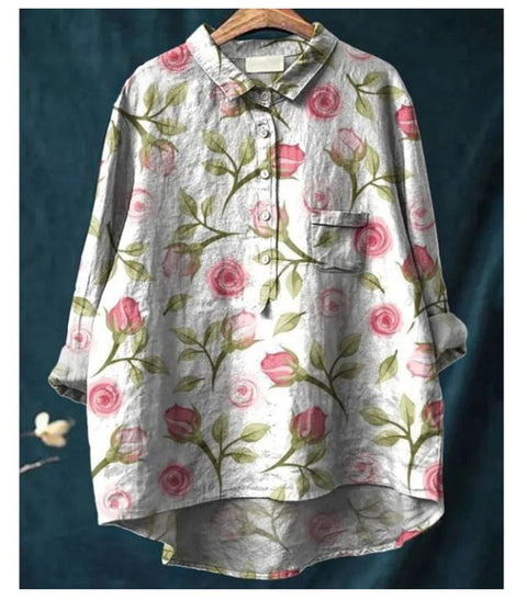 Loose printing crew neck casual large size women's T-shirt m301283