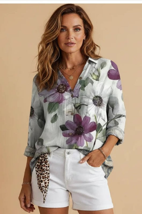 Long Sleeve Shirt 3D Sequin Gradient Print Loose Casual Top m302406