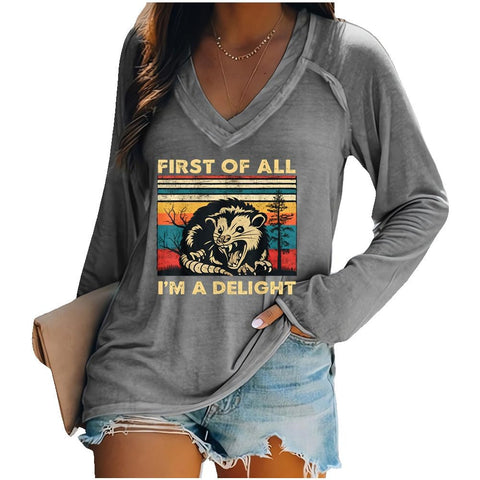 Women's V-neck long sleeve horror red graffiti 3D digital printing m301556