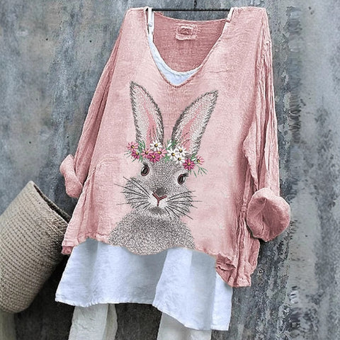 Women's pullover loose casual long-sleeved 3D printed pullover T-shirt m302447