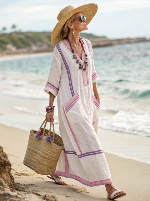 Elegant large size printed long pendulum dress m301523