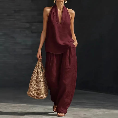 Women's linen two-piece vest vest set commuter m302512