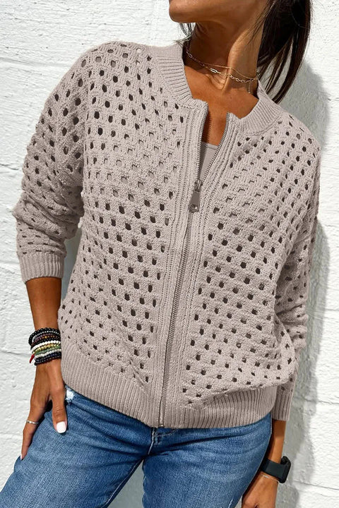 Women's Casual Hollow Knitted Zipper Jacket Women's Jacket m301906