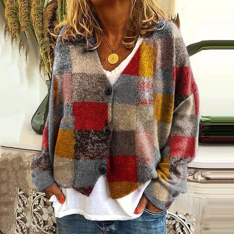 New Christmas abstract print casual cape jacket cardigan sweater m301665
