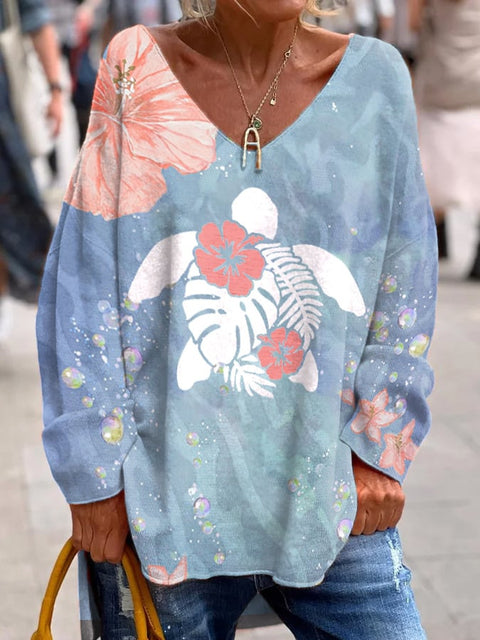 Large size split love dog 3D printing urban casual women's long T-shirt m301662