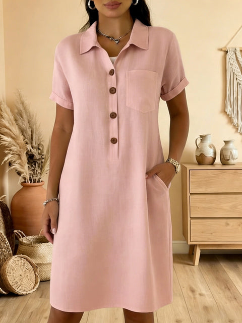 Summer new comfortable casual pocket cotton women's dress m302972
