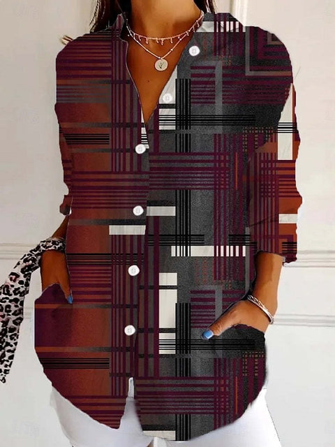 Short sleeve lapel print blouse m302889