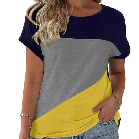 Color matching crew neck versatile casual women's top m302620