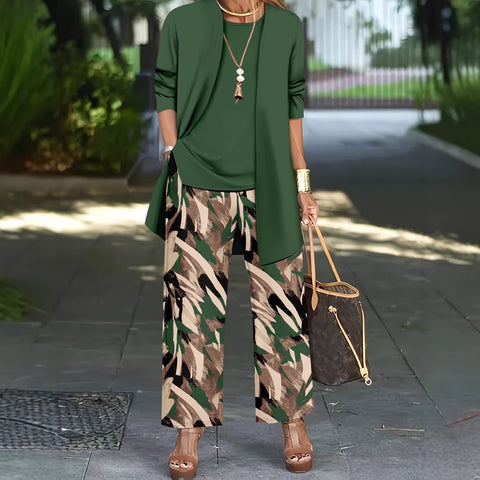 Jacket with vest top and elegant slacks 3-piece women's set m302760