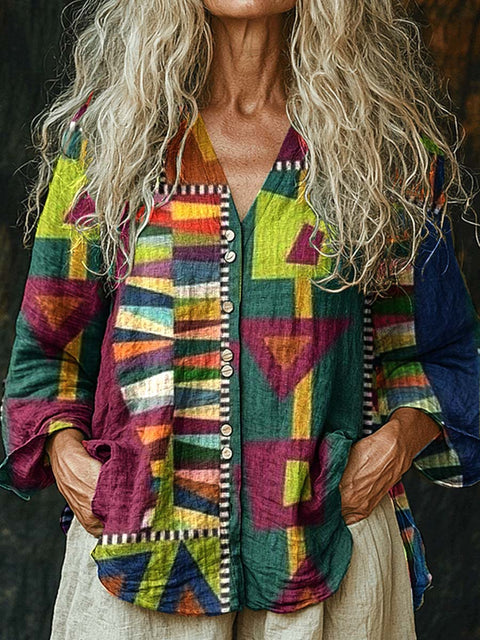 Fashion casual drape retro shirt long sleeve top m303039