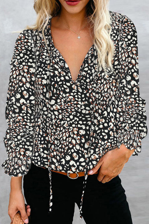 Autumn/Winter Floral Print Shirt V-Neck Long Sleeve T-Shirt M302883