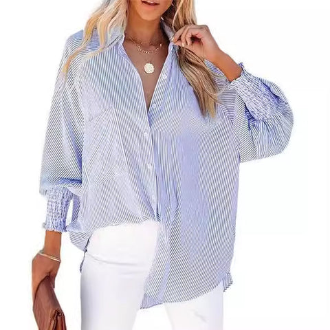 Long Sleeve Loose Shirt Casual Women's Clothing New Pocket Shirt Top m301376