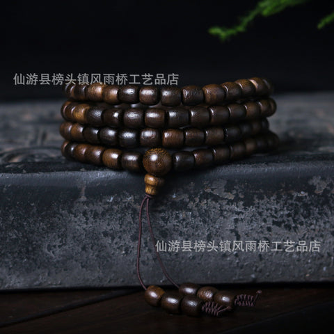 Agarwood Black Qinan High Oil Submerged High Quality Wooden Agarwood Bracelet 108 Buddha Beads Barrel Beads Hand Jewelry m3331277