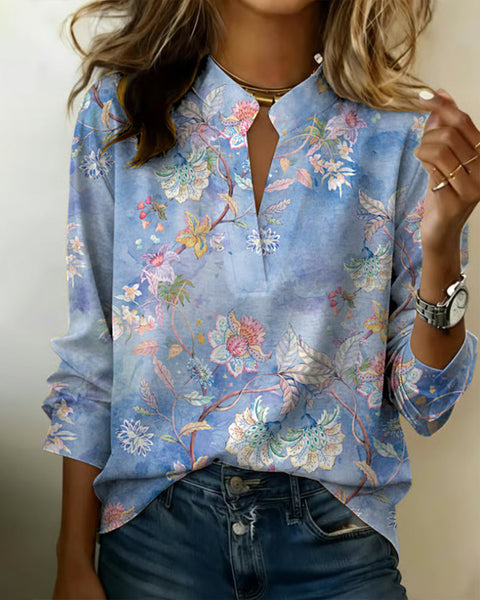 3D digital printing pullover V-neck long-sleeved women's top m303016