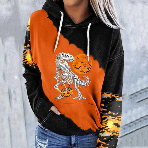 Casual Graphic Tops Long Sleeve Halloween Face Printed Hoodies M800009