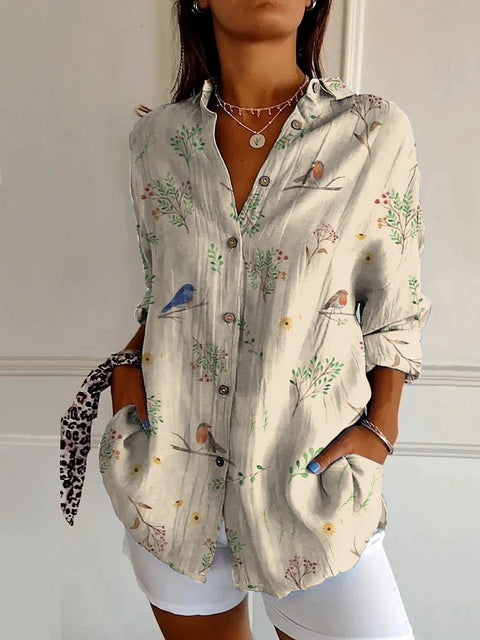 Summer trend long-sleeved shirt flower pattern printing 3D shirt m301226
