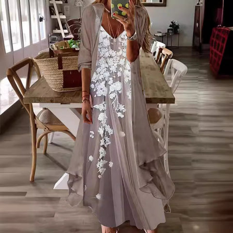 Holiday suspender long skirt Indian style swing skirt two-piece set m302893