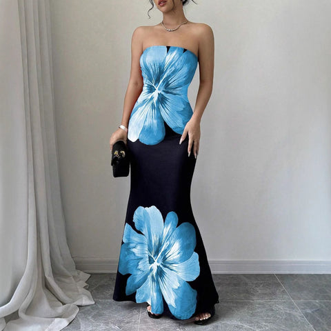 Women's tube top Butterfly print vest Slim-fit hip-wrapped high-waisted women's dress m301952