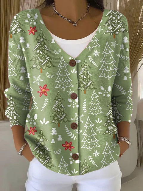 Button women's printed long-sleeved top m302156