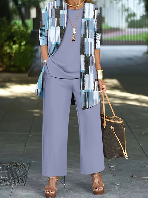 Jacket with vest top and elegant slacks 3-piece women's set m302760