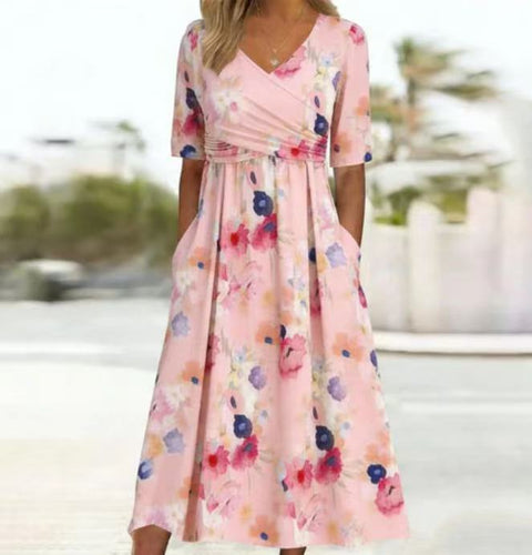 Summer v-neck pocket dress m302897