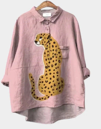 Loose printing crew neck casual large size women's T-shirt m301283