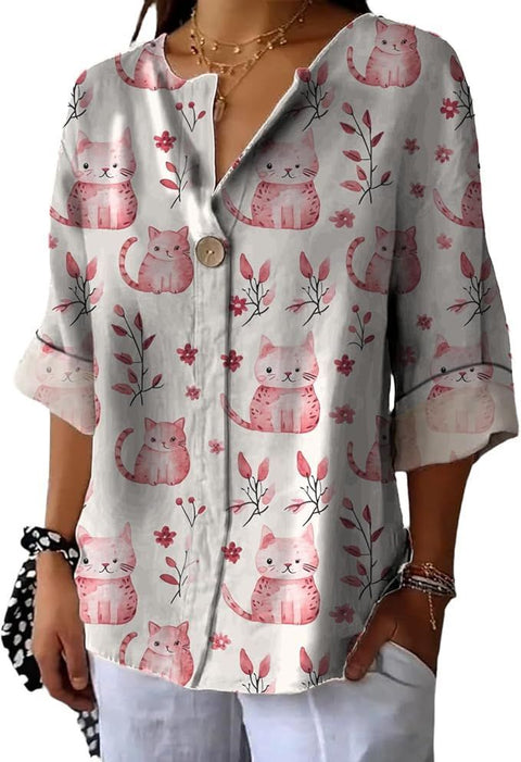 Fashion Women's Coconut Button Long Sleeve Shirt m302752