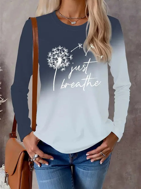 Fashion Casual Trend Printed Women's Long Sleeve Crew Neck Top m302292