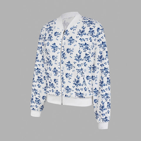 Baseball Collar Printed Jacket Temperament Commuter Casual Versatile Jacket Women's m302851
