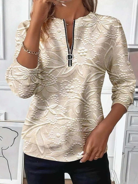 3D printed long-sleeved half-open zipper sweater for women m303052