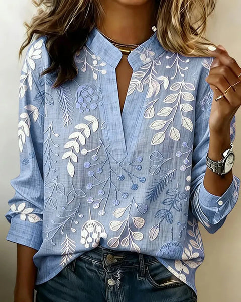 3D digital printing pullover V-neck long-sleeved women's top m303016