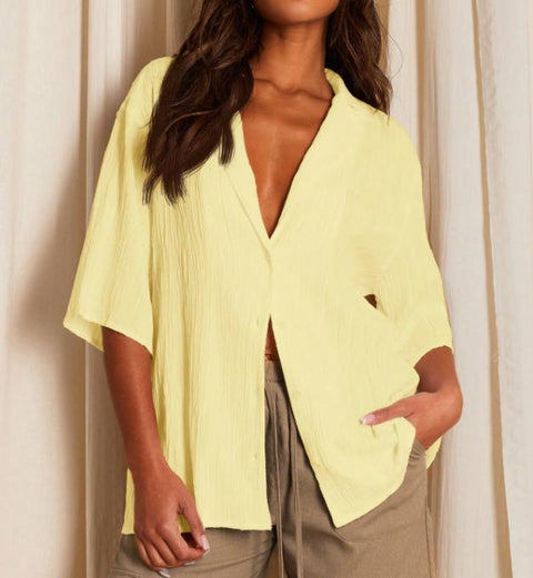 Loose Casual Button Cardigan Medium Sleeve Shirt m301489