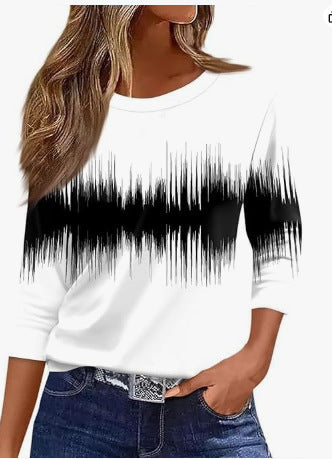 Slim and thin imitation cotton round neck printing solid color seven-quarter sleeve long sleeve m302884