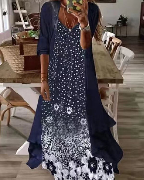 Holiday suspender long skirt Indian style swing skirt two-piece set m302893