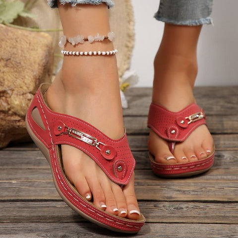 European and American slope heel flip-flops women's cool slippers m302828