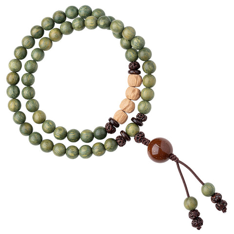 Green sandalwood double circle Buddha bead bracelet, green sandalwood sandalwood bracelet, passion seed bracelet m3331262.