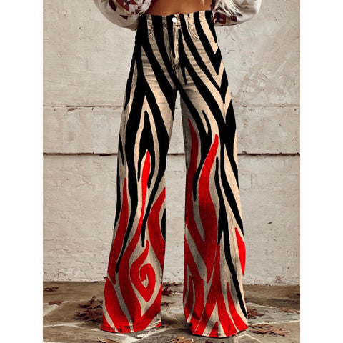 3D heat transfer flared pants simulation denim trousers loose pants m301550