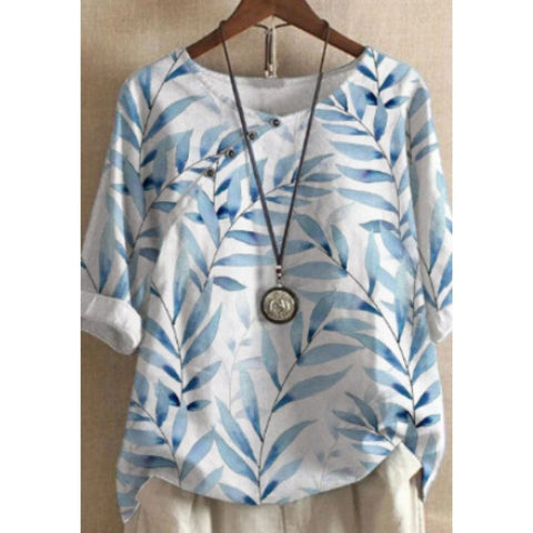 Women's short-sleeved T-shirt button 3D digital printing large size m301666