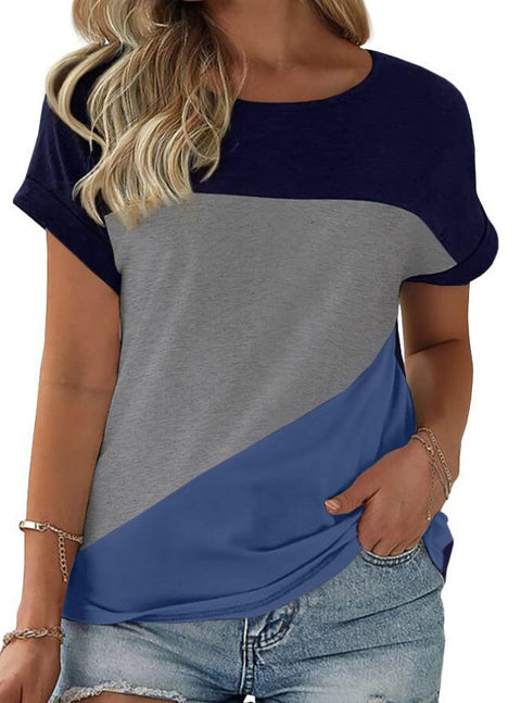 Color matching crew neck versatile casual women's top m302620