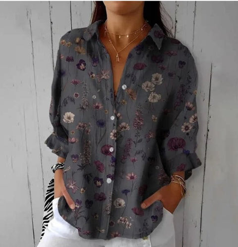 Short sleeve lapel print blouse m302889