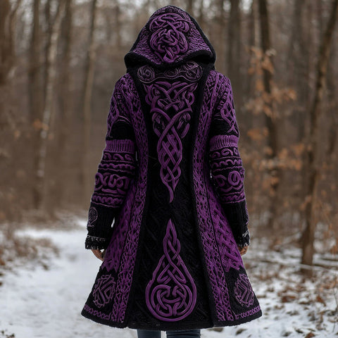 Cardigan long imitation knitted lazy wind hooded long cardigan sweater autumn and winter women's clothing m302125