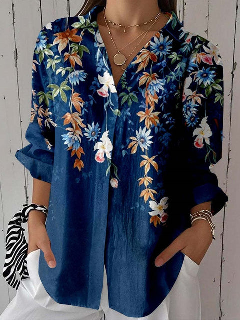 Short sleeve lapel print blouse m302889